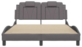 Estrutura cama c/ cabeceira 120x200cm couro artificial cinzento