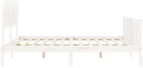 Estrutura cama Super King Size c/ cabeceira madeira branco