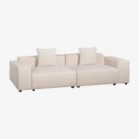 Sofá Modular De 2 Peças ↔︎270 Cm Com Apoio De Braço Baixo Bruna Bombazina Crema Linho - Sklum