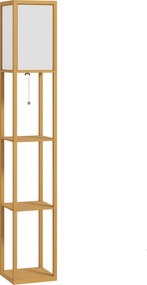 HOMCOM Candeeiro de Pé de Madeira com 3 Prateleiras para Lâmpada E27 Potência Máx. 40W 26x26x160 cm Madeira e Branco | Aosom Portugal