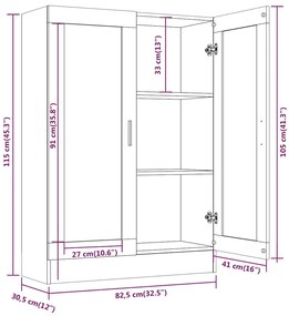 Vitrine 82,5x30,5x115 cm derivados de madeira carvalho fumado