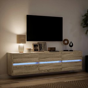 Móvel de parede p/ TV c/ luzes LED 180x31x45 cm carvalho sonoma