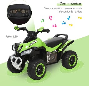 Quadriciclo Infantil para Crianças acima de 18 Meses com Função de Luzes e Música Desenho Inovador Suporta até 20kg 67,5x38x44cm Verde