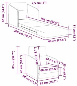 Sofá Cama de Chão 2 em 1 Azul 65x80x83 cm Tecido
