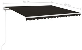 Toldo automático com LED e sensor de vento 400x350 cm antracite