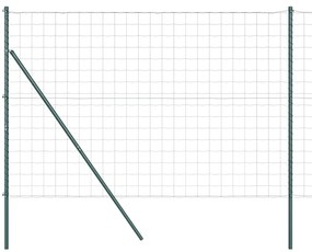 Cerca Euro com 7 postes, 1,6x10m, aço galvanizado verde