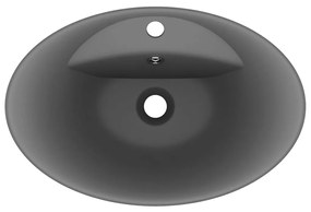 Lavatório luxuoso oval 58,5x39 cm cerâmica cinza-escuro mate