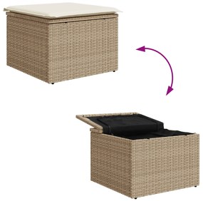 Conjunto de Sofá de Jardim de 7 Peças com Almofadas Bege Polirattan Ac