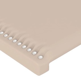 Cabeceira cama c/ LED couro artif. 203x16x118/128 cm cappuccino