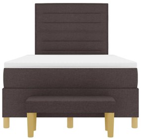 Cama Box com Colchão e Banco Marrom Escuro 120x190 cm Tecido
