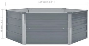 Canteiro jardim elevado 129x129x46cm aço galvanizado cinzento
