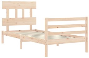Estrutura de cama com cabeceira 100x200 cm madeira maciça