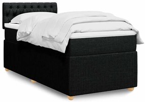 vidaXL Cama com molas/colchão 100x200 cm tecido preto