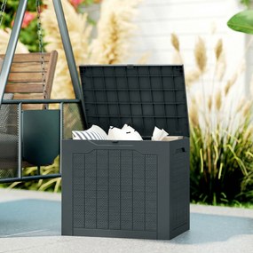 Caixa de arrumação para exterior de 93 L com pegas embutidas 56 x 41 x 50 cm, mala de arrumação para exterior estanque, cinzento escuro