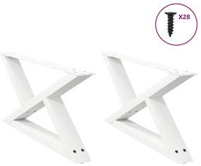 vidaXL Pés para mesa de centro 2 peças, branco, 70x(30-31,3) cm, aço