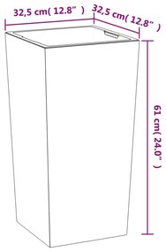 Vaso c/ interior removível 21/49 L + aspeto cimento antracite