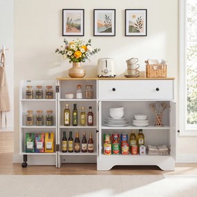 Aparador de Cozinha com Porta de Correr, 105 x 40 x 83 cm, Grande Capacidade de Arrumação, Branco