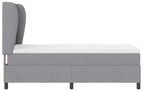 Cama box com colchão cinza claro, 100 x 200 cm, em tecido.