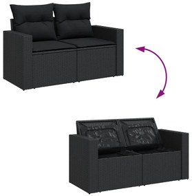 13 pcs conjunto de sofás de jardim com almofadões vime PE preto