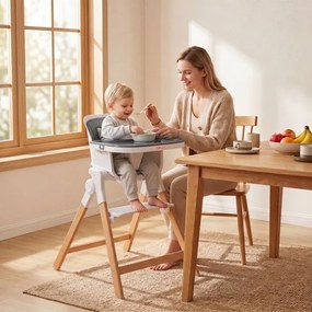 Cadeira de Refeição Evolutiva 4 em 1, 71 x 58 x 93 cm, Tabuleiro Duplo Ajustável, Cinzento