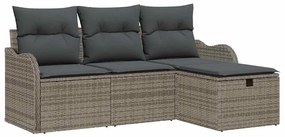 Conjunto de Sofá de Jardim vidaXL 4 Peças com Almofadas Cinza Polirata