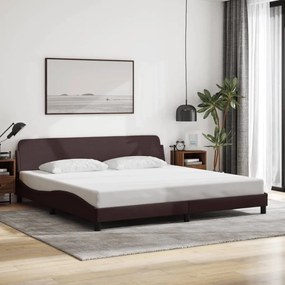 Estrutura de cama sem colchão 200x200 cm tecido castanho-escuro