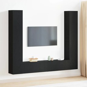 vidaXL Conjunto de Estante para TV - 6 Peças Preto Carvalho em Madeira de Engenharia