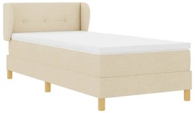 Cama Box Spring com Colchão - Creme - 80x200 cm - Tecido