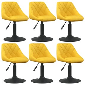 vidaXL Cadeiras de jantar giratórias 6 pcs veludo amarelo mostarda