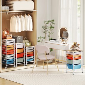 Carrinho Organizador, 37 x 32,5 x 85 cm, 10 Gavetas Removíveis, Multicolor