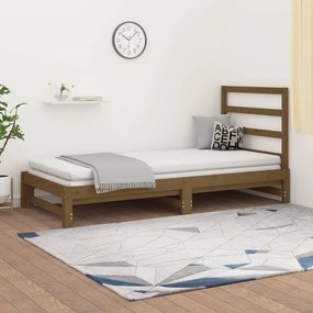 3108315 vidaXL Estrutura sofá-cama de puxar 2x(90x190)cm pinho maciço castanho