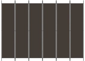 Divisória/biombo com 6 painéis 300x220 cm tecido castanho