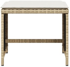 Bancos de jardim com almofadões 4 pcs 41x41x36 cm vime PE bege