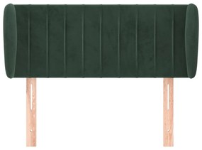 Cabeceira de cama c/ abas veludo 103x23x78/88cm verde-escuro