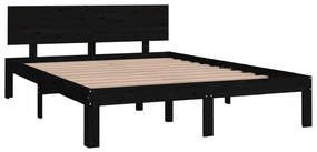 Estrutura de cama king 150x200 cm madeira maciça preto