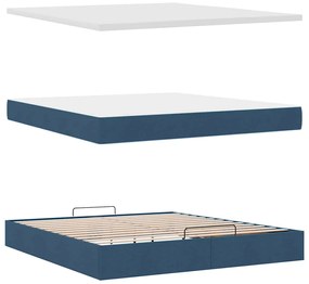 Estrutura de cama otomana vidaXL com tecido azul colchão 180x200cm