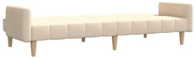 Sofá-cama de 2 lugares tecido cor creme