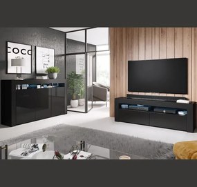 Móvel de TV Rialba de 140cm - Preto Brilhante - Design Moderno