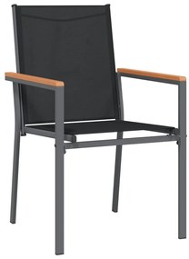 5 pcs conjunto de jantar para jardim textilene e aço preto