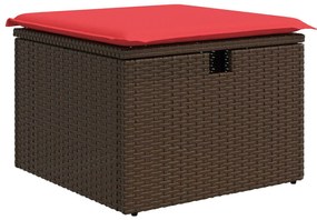 vidaXL Banco de jardim com almofada marrom 55x55x37 cm vime sintético