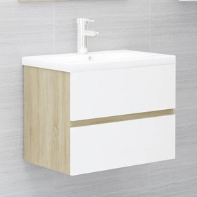 vidaXL Armário de lavatório derivados madeira branco e carvalho sonoma