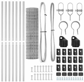 Cerca Euro com 13 postes, 1x25 m, aço galvanizado.