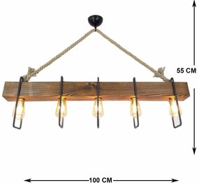 Chandelier Demir – Walnut/Black/Beige – 100 x 11 x 55 cm