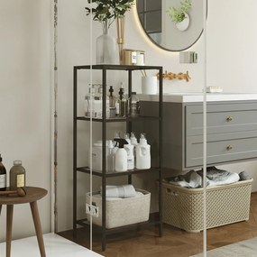 Estante de 4 níveis multifuncional em metal e vidro temperado 30 x 40 x 95 cm preto