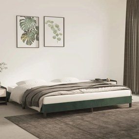 Estrutura de cama 200x200 cm veludo verde-escuro