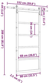 Porta Deslizante Castanho 80 x 208 cm Madeira de pinho maciça