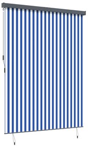 Cortina Rolô Exterior Riscas Manual Azul e branco 200 x 250 cm tecido