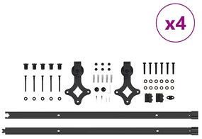 Kit de ferragens para porta deslizante 427 cm aço preto