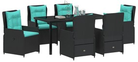 Conjunto de Jantar Jardim de 7 Peças Rattan PE Preto