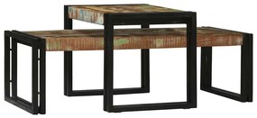 vidaXL Mesa de centro 2 pcs Multicolor Madeira recuperada maciça